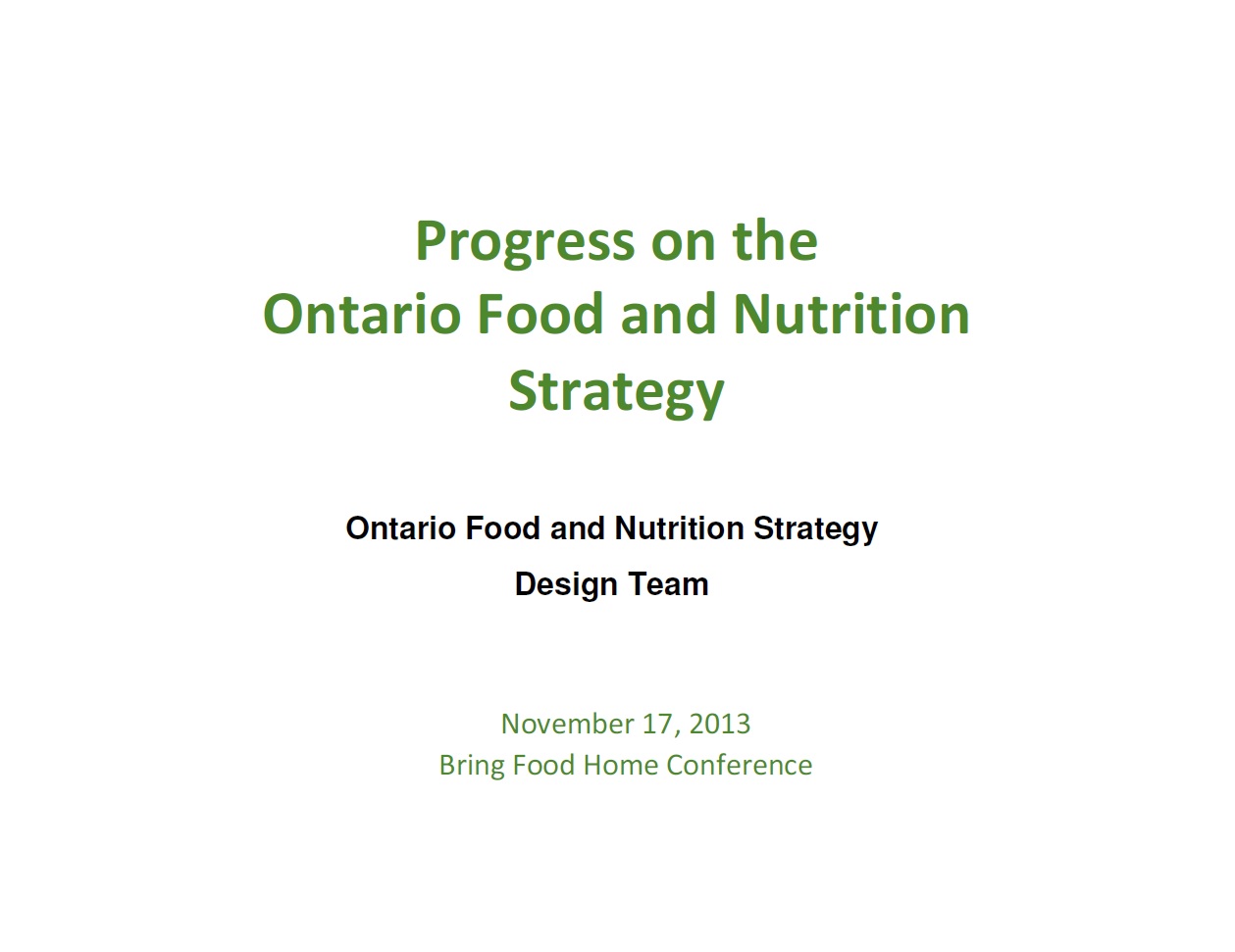 BFH Nutrition Strategy
