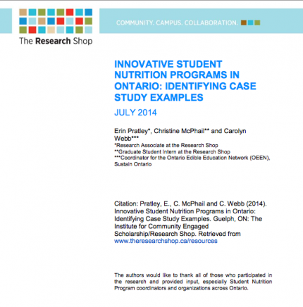 Innovative Student Nutrition Programs in Ontario: Identifying Case Study Examples 